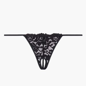Savage X Fenty Crotchless String of Pearls Thong (Black)